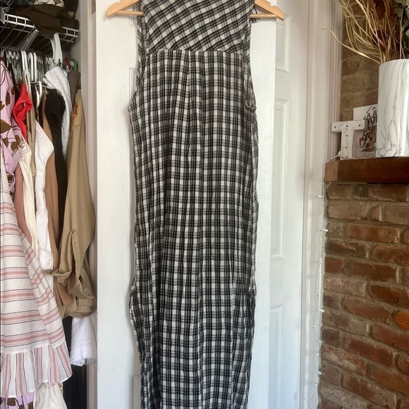 Lightweight Check Print Button Up Midi Dress - Picture 3 of 5